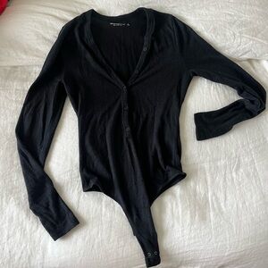 Abercrombie & Fitch Black Button-Up Bodysuit